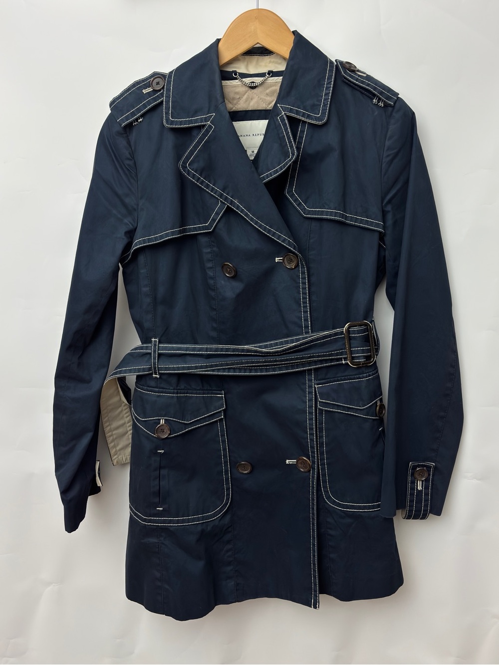 Banana Republic Navy Blue Classic Trench Coat with Belt Medium